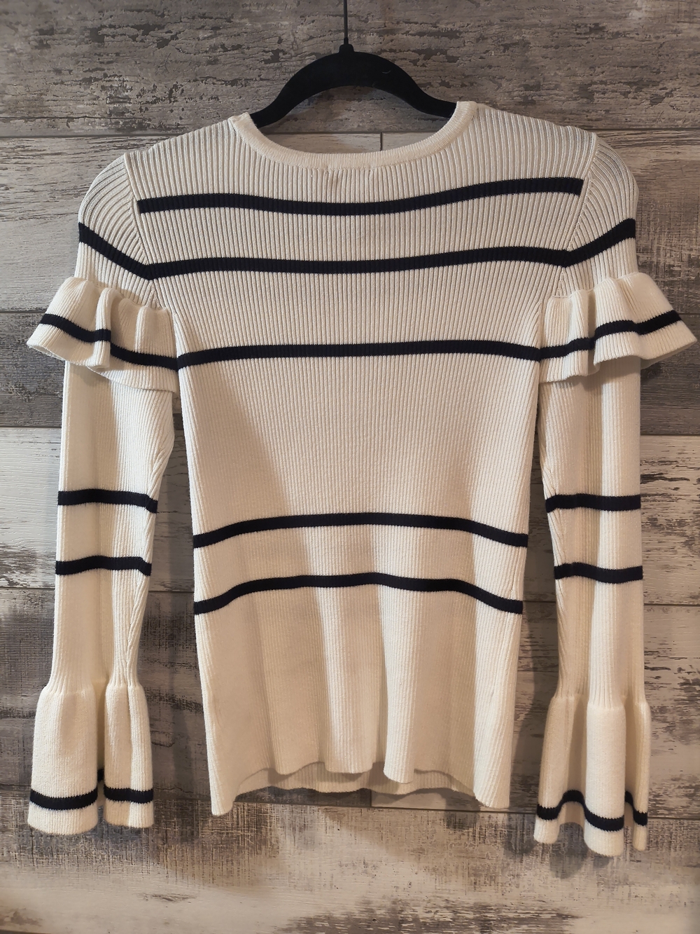 Habituall Striped Knit Sweater Cream & Black Size 12 NWT